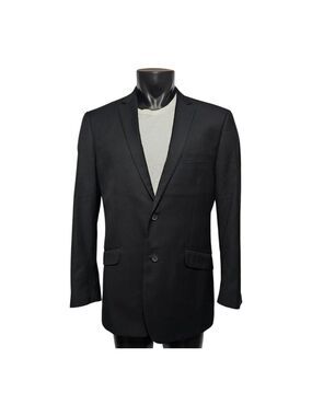 Renoir Two Button Blazer 44L Black Lined Pockets 201-1 Jacket Suit Separate
